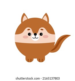 Circle chipmunk forest animal face icon isolated on white background. Cute ground squirrel cartoon round kawaii kids avatar character. Vector flat clip art illustration mobile ui game application.