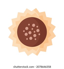Circle chocolate truffle with icing for Valentine's Day or holiday.