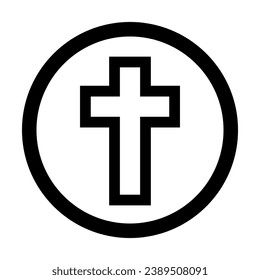 Circle Christian cross icon. Christian icon. Vector.