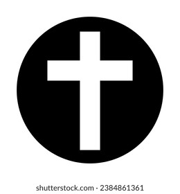 Circle Christian cross silhouette icon. Christian symbol. Vector.