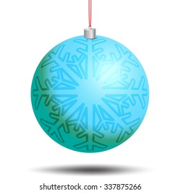 Circle Christmas and New Year toy, symbols with snowflake. Christmas card, banner, flyer. Vector templates with Christmas ball. New year celebration pictogramme