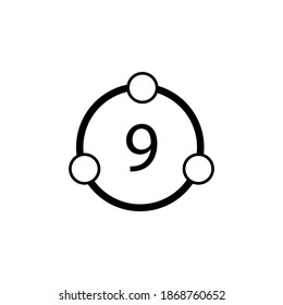 Circle and circles and number nine inside sign