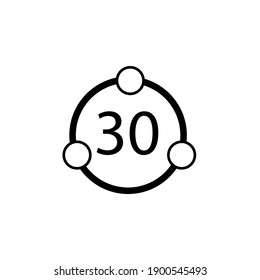 Circle and circles and number thirty inside sign