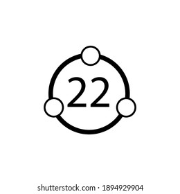 Circle and circles and number twenty two inside sign