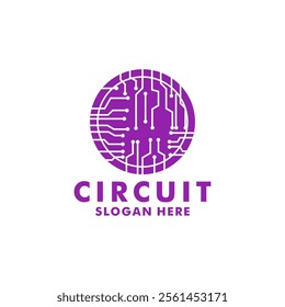 Circle Circuit logo design vector. Digital circuit futuristic logo design vector template