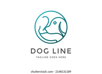 Circle Circular Cute Pet Dog Monogram Logo Design