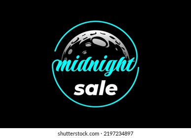 Circle Circular Round Moon for Night Midnight Sale Discount Promo Label Badge Emblem Sticker Stamp Logo Design