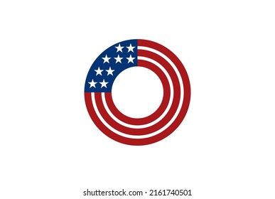 Circle Circular Round Ribbon of American US USA Flag Logo Design Vector