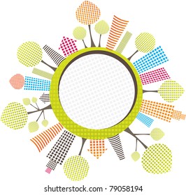 circle city with  tree. Vector illustration