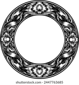 circle classic flower frame vector graphic 