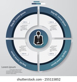Circle clean number template/graphic or website layout. 4 steps chart for your design. Vector.