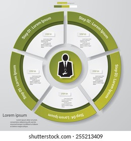 Circle clean number template/graphic or website layout. 5 steps chart for your design. Vector.