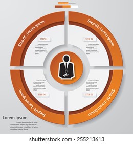 Circle clean number template/graphic or website layout. 4 steps chart for your design. Vector.