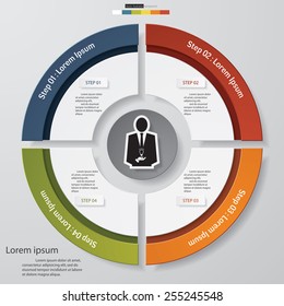 Circle clean number template/graphic or website layout. 4 steps chart for your design. Vector.