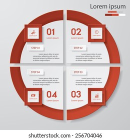 Circle clean number template/graphic or website layout. 4 steps chart for your design. Vector.