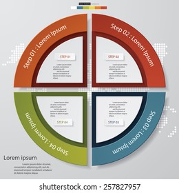 Circle clean number template/graphic or website layout. 4 steps chart for your design. Vector.