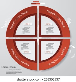 Circle clean number template/graphic or website layout. 4 steps chart for your design. Vector.