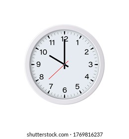 Circle clock face isolated on white background. 10 o'clock. Vector illustration