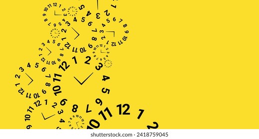 Circle clocks on a yellow background concept vector illustration.