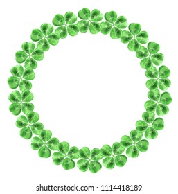 circle cloverleaf frame, laurel wreath background, lucky concept