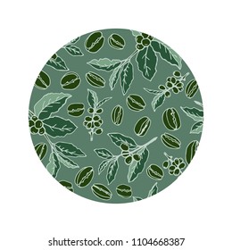 Circle coffee beans frame isolated on white background. Design element for cafe menu or coffee shops.
