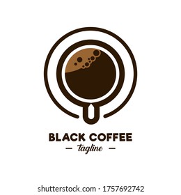 Circle coffee cup logo design template. Vector coffee logo design cafe labels