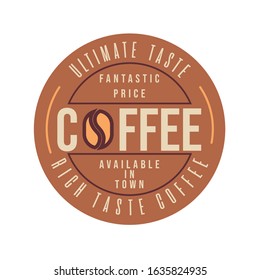 Circle coffee shop logo design with combination of bold and light font and coffee grain in the middle suit for your coffee shop logo