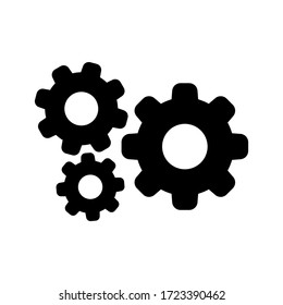 circle cog black for mechanization icon isolated on white, gear symbol for button black icon for progress web, simple circle cog shape for engineering mechanism, machinery industrial technology sign
