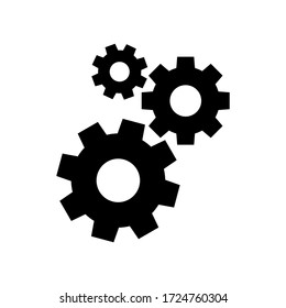 circle cog black for mechanization icon isolated on white, gear symbol for button black icon for progress web, simple circle cog shape for engineering mechanism, machinery industrial technology sign