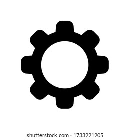 circle cog black for mechanization icon isolated on white, gear symbol for button black icon for progress web, simple circle cog shape for engineering mechanism, machinery industrial technology sign