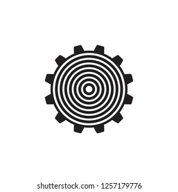 circle cog machine stripes line logo 