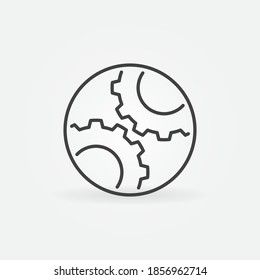 Circle with Cog Wheels outline icon - vector Settings concept linear sign