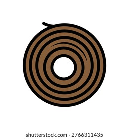Circle coil of rope or string icon, natural fiber material, flat vector design.