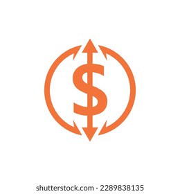 Moneda circular en dólares flecha diseño de logotipo moderno