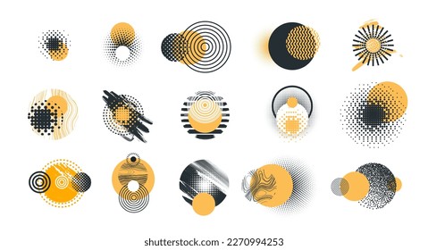 circle collection set design different circle geometry design  pattern abstract shape yellow circle different shapes for design creative  circle logo vector illustration 