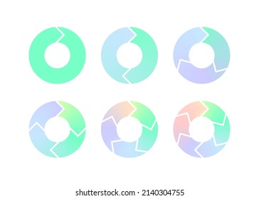 Circle color chart with arrows for infographic, circular diagram. 1, 2, 3, 4, 5, 6 options, parts, steps. Way of displaying information in template cycling graph, presentation or processes. Vector