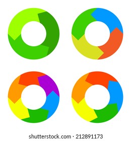 Circle Color Diagram Set in Flat design Style. Vector.