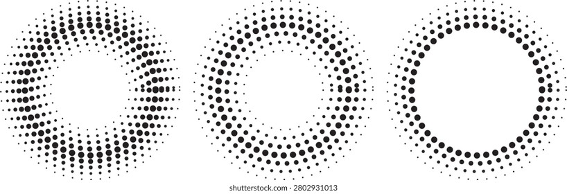 circle color halftone. Circular dot frame. gradient halftone pattern. halftone dots backgrounds. Bight color ring. modern dots halftone arts