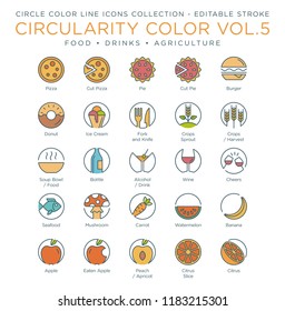 Circle Color Icons Collection - Food, Drinks and Agriculture