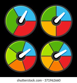 Circle Color Indicators Power Meter Set. Vector