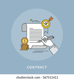 diseño plano de línea de color circular de contrato, ilustración vectorial moderna
