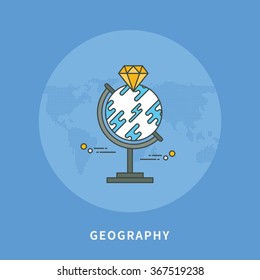 circle color line flat design of geography, modern vector illustration