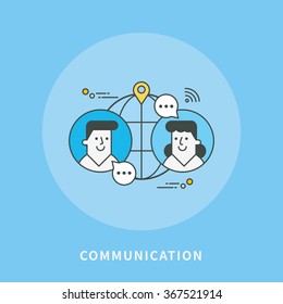 circle color line flat design of communication, modern vector illustration
