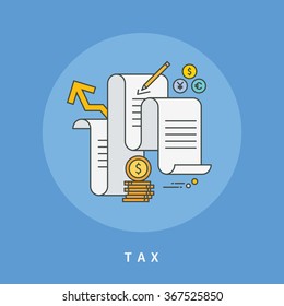 circle color line flat design of tax, modern vector illustration