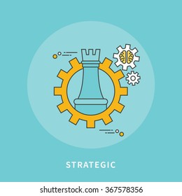 circle color line flat design of strategic business, modern vector illustration