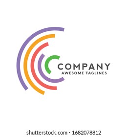 circle color line tech logo concept