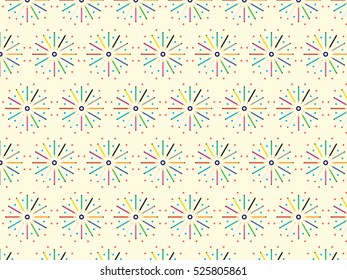 Circle color pencils pattern with dots on light yellow background
