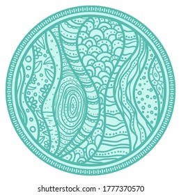 Circle colored pattern. Hand drawn mandala on isolated white background