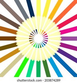 Circle of colored pencils.