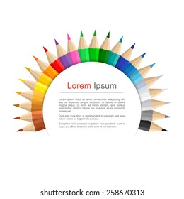 Circle with colored pencils, round education banner, vector eps10 illustration